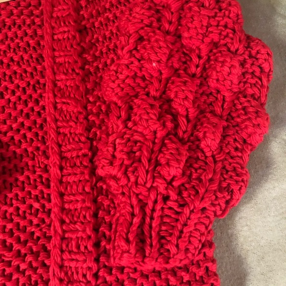 Bishop Sleeve Knit Cardigan- RED - Picture 8 of 8